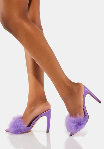 Lavender Sass You Later Fuzzy Heels