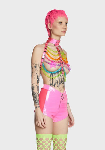 Attention On Me Chain Harness - Pink