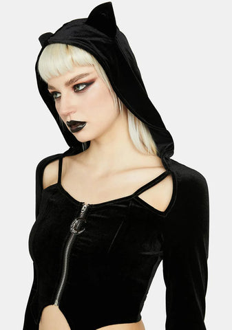 Cat Night Zip Hooded Top