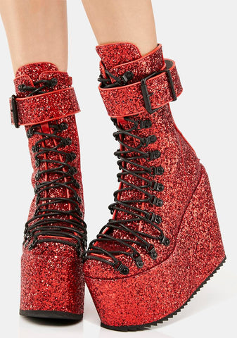 Red Glitter Traitor Boots