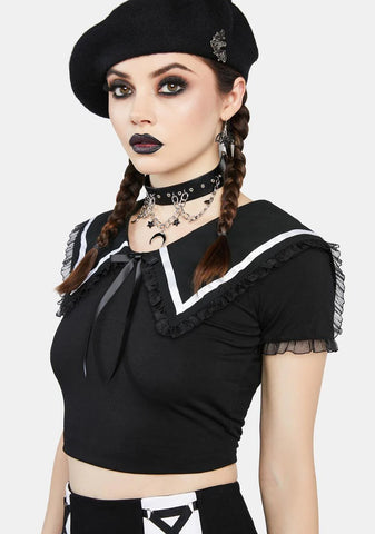 Too Clingy Collared Crop Top