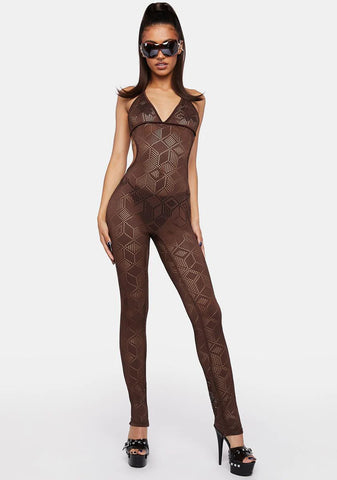 Chocolate Aim To Tease Knit Jumpsuit