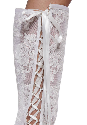 Dream Boulevard Lace Boots - White