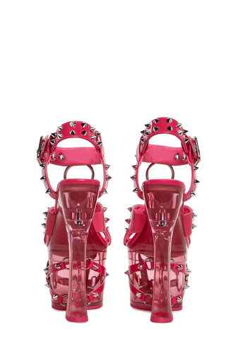 Twisted Darkness Platform Heels - Pink