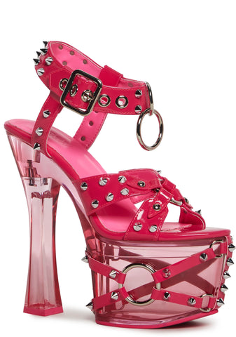 Twisted Darkness Platform Heels - Pink