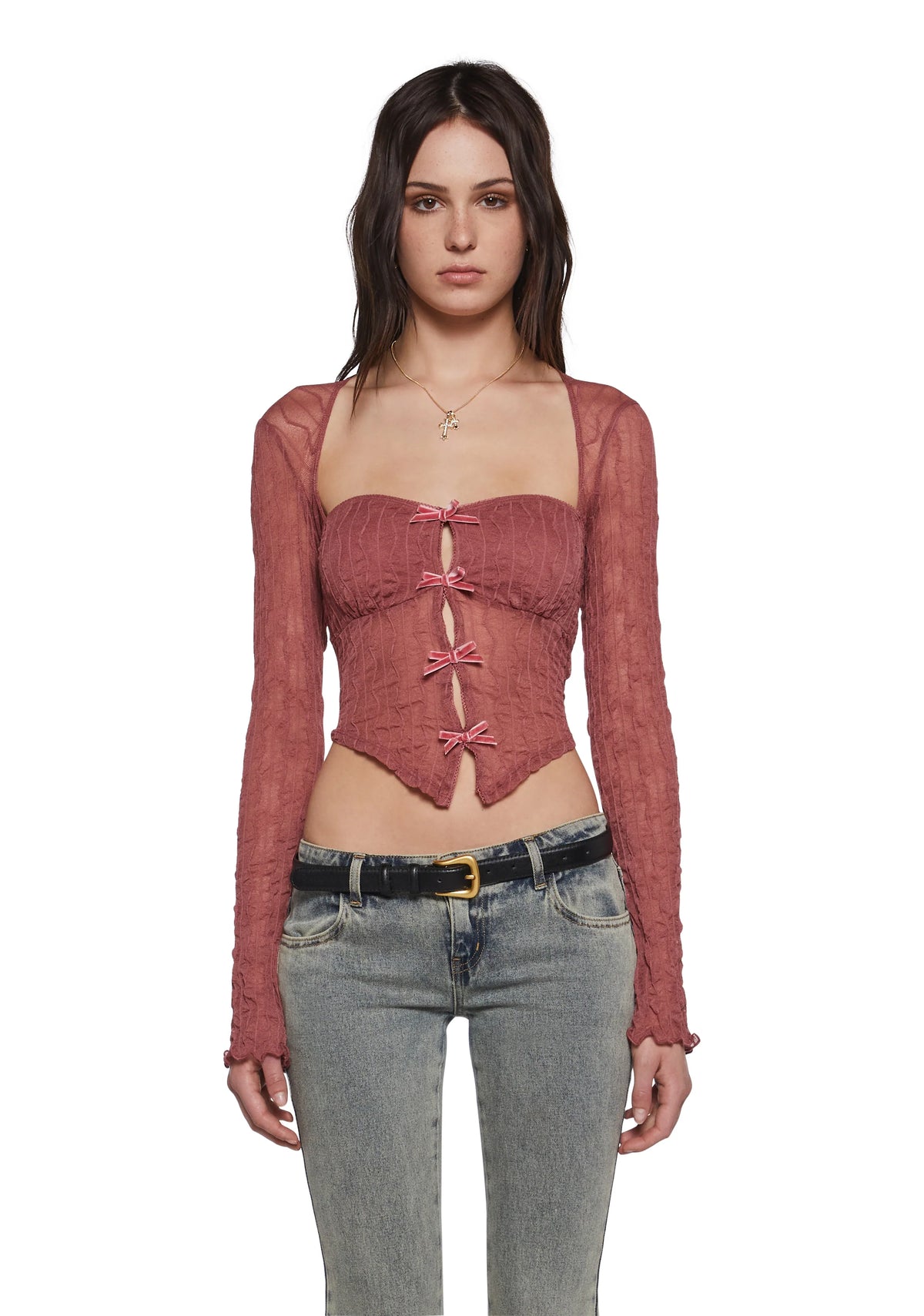 Fateful Fascination Long Sleeve Top - Dark Pink