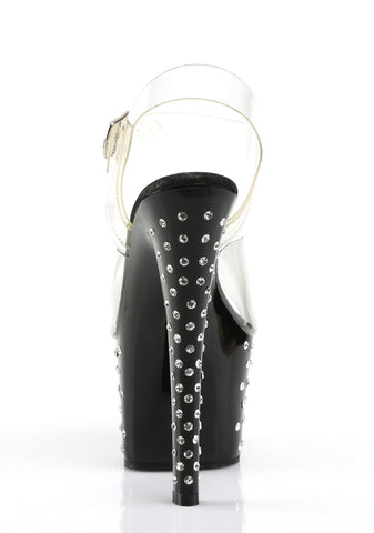 Stardust-708 Platform Ankle Strap Sandals-Black