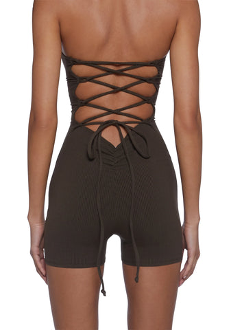 Many Beats Lace Up Romper