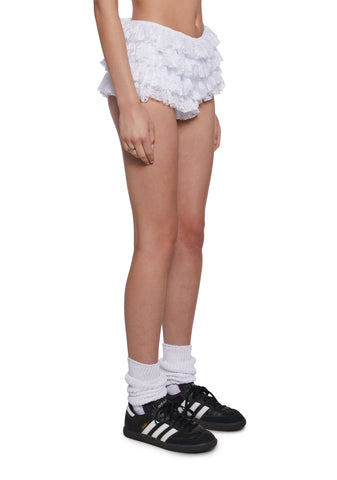 Soft Girl Ruffled Bloomers - White