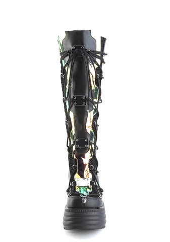 Blaze-152 Platform Wedge LED Light-Up Knee High Boots