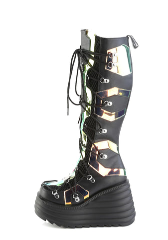 Blaze-152 Platform Wedge LED Light-Up Knee High Boots