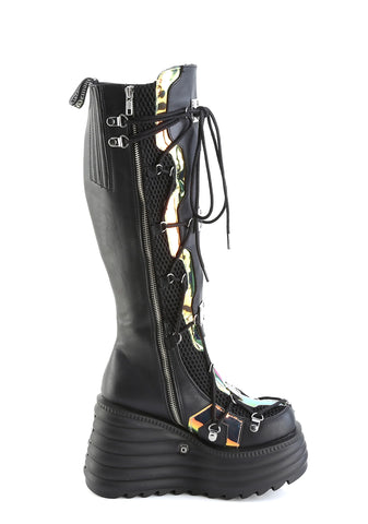 Blaze-152 Platform Wedge LED Light-Up Knee High Boots