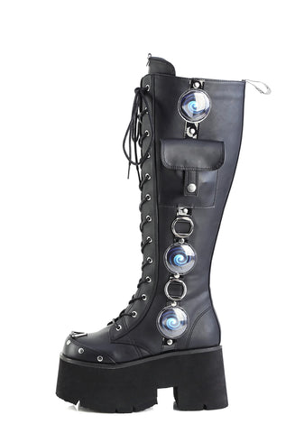 Blaze-202 Platform LED Light-Up Knee High Boots