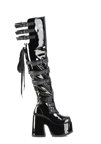 Camel-305 Platfform Thigh High Boots