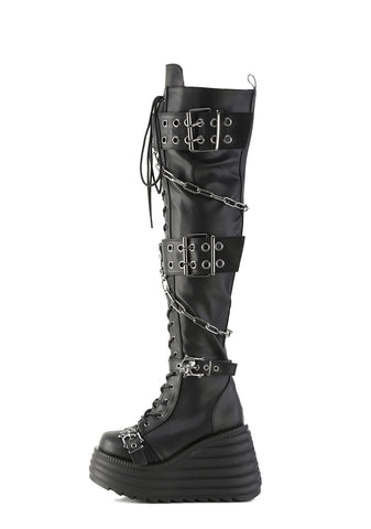Morte-312 Platform Thigh High Boots