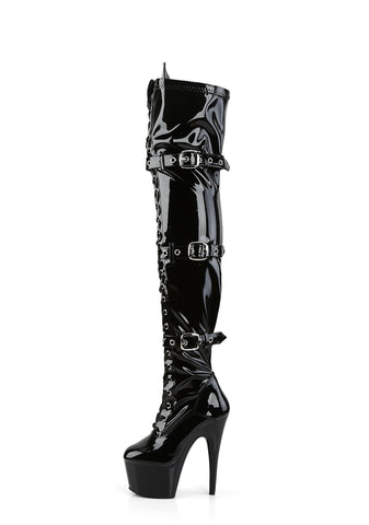 Adore-3028 Platform Thigh High Boots-Black
