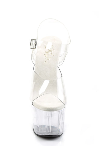 Adore-708 Platform Ankle Strap Sandals-Clear