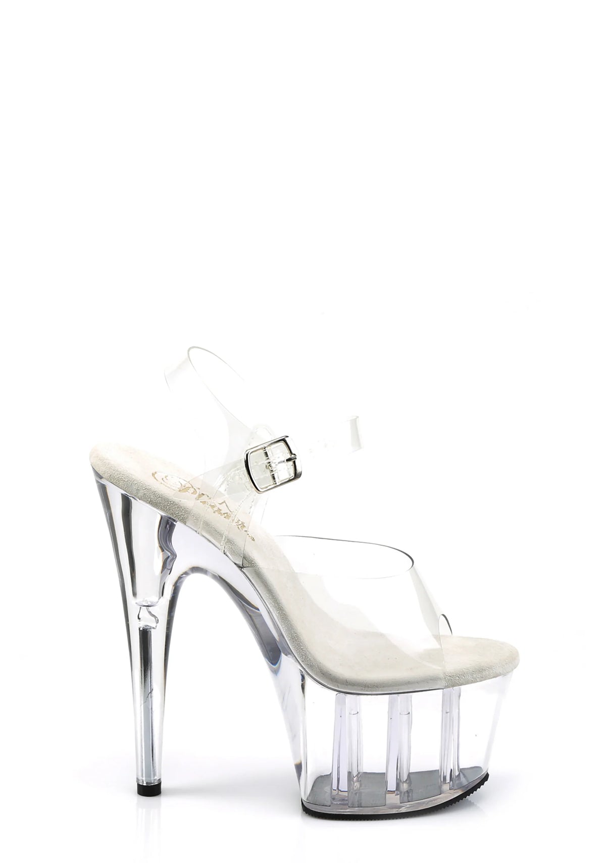 Adore-708 Platform Ankle Strap Sandals-Clear