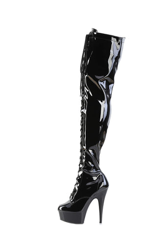 Delight-3019 Platform Thigh High Boots-Black