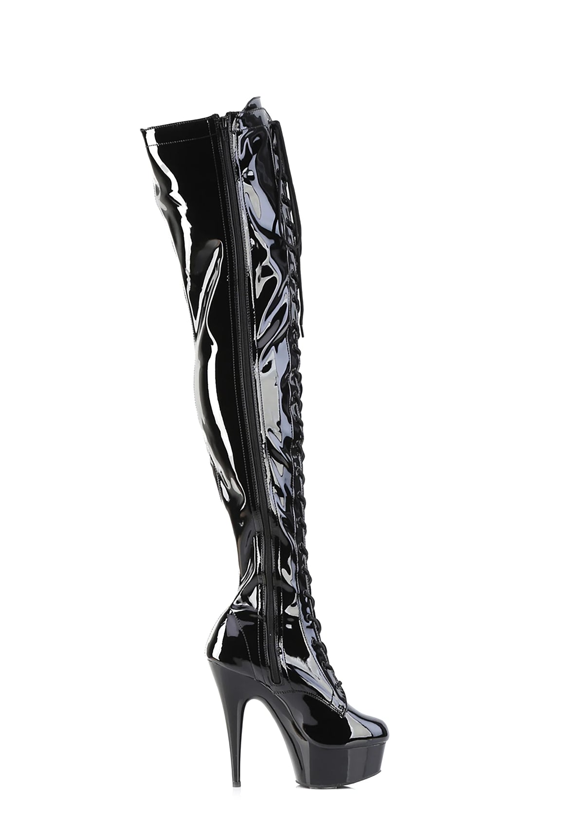 Delight-3019 Platform Thigh High Boots-Black