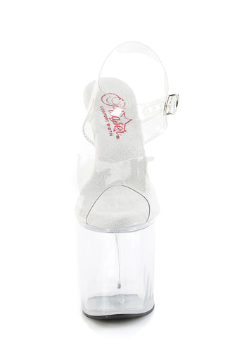 Naughty-808 Platform Ankle Strap Sandals-Clear