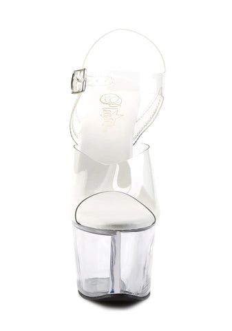 Sky-308 Platform Ankle Strap Sandals-Clear