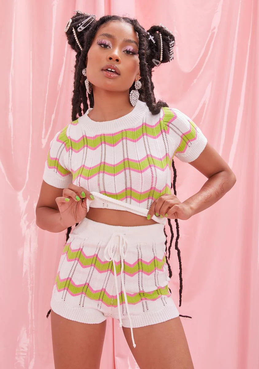 Ivory Swirl Kiss Sweater Shorts