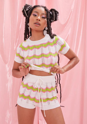 Ivory Swirl Kiss Sweater Shorts