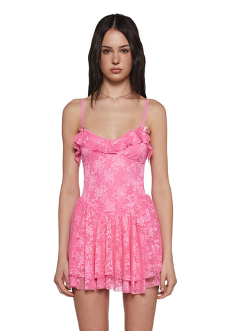 Fashionable Fate Lace Mini Dress - Pink