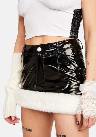 Work Of Fiction Fur Trim Mini Skirt