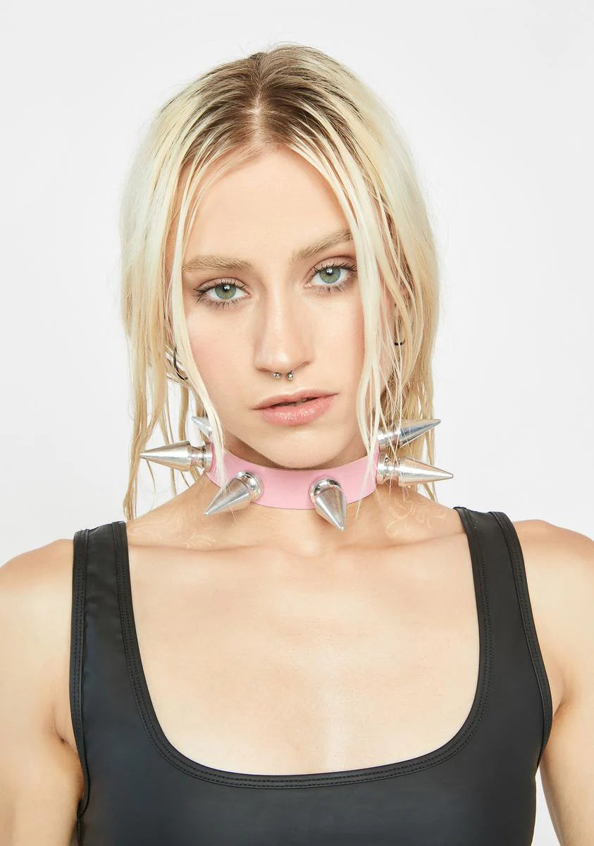 Pink Bowser Spiked Collar