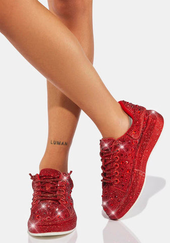 Red Azure Rhinestone Sneakers