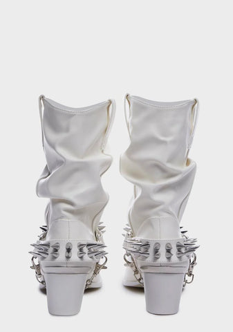 White Death Proof Lo Spike Cowboy Boots