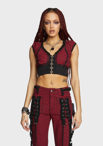 Red And Black Bo Peep Crop Top