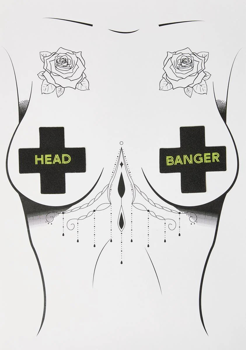 Head Banger Cross Nipple Pasties