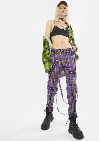 Violet Plaid Bondage Pants
