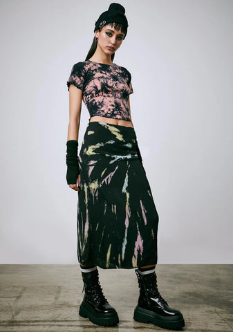 Twist Of Fate Tie Dye Midi Skirt