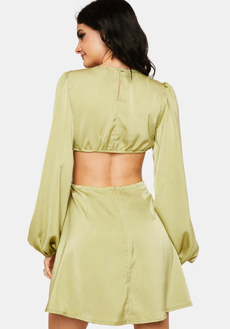Lime Secret Aura Cut Out Mini Dress