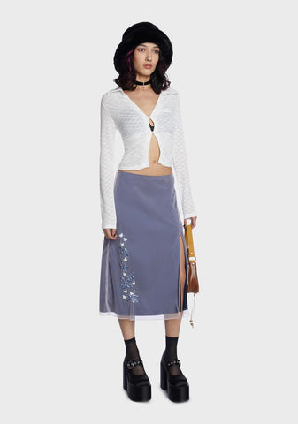 Plum Staring Problem Layered Midi Skirt