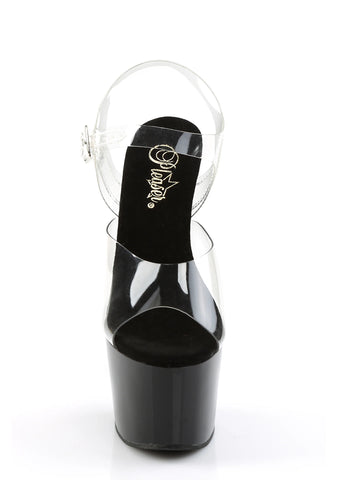 Adore-708 Platform Ankle Strap Sandals-Clear-Black