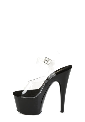 Adore-708 Platform Ankle Strap Sandals-Clear-Black