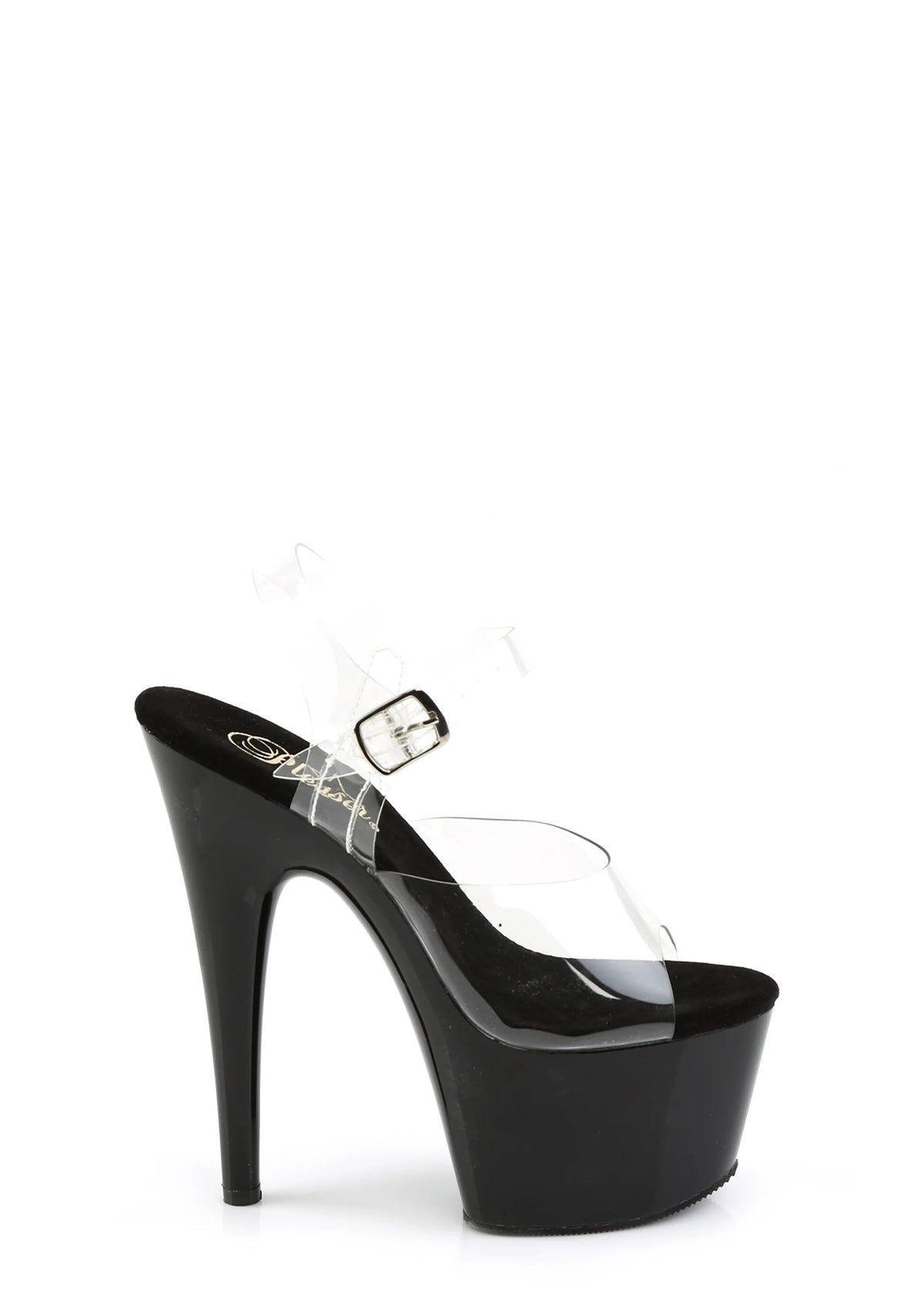 Adore-708 Platform Ankle Strap Sandals-Clear-Black