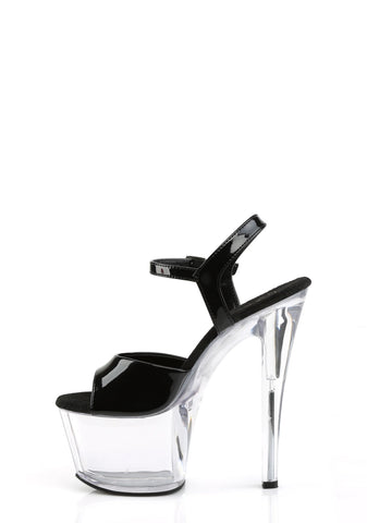 Sky-309 Platform Ankle Strap Sandals-Clear