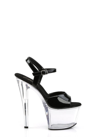 Sky-309 Platform Ankle Strap Sandals-Clear