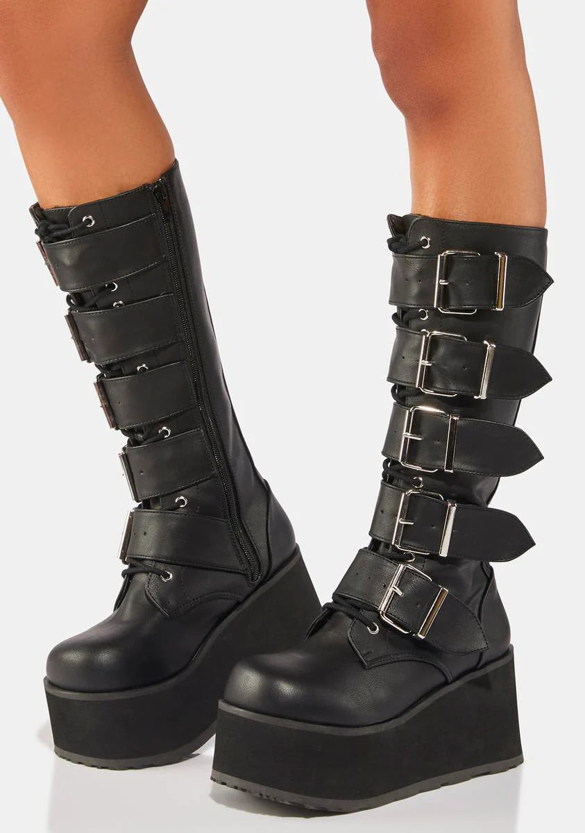 Trashville-518 Unisex Platform Knee High Boots