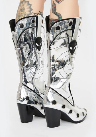 UFO Chrome Space Cowgirl Metallic Boots