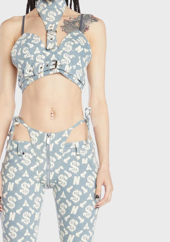 Monogram Denim Neckholder Top