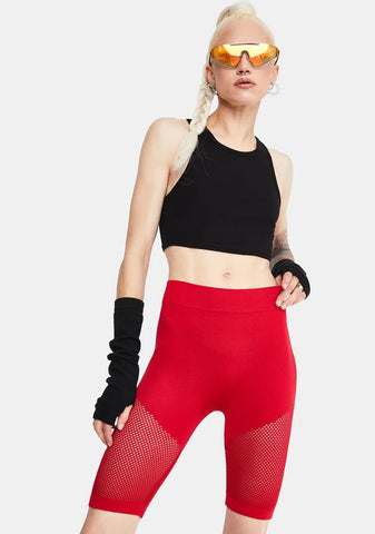 Hot 10% Luck Mesh Panelled Biker Shorts