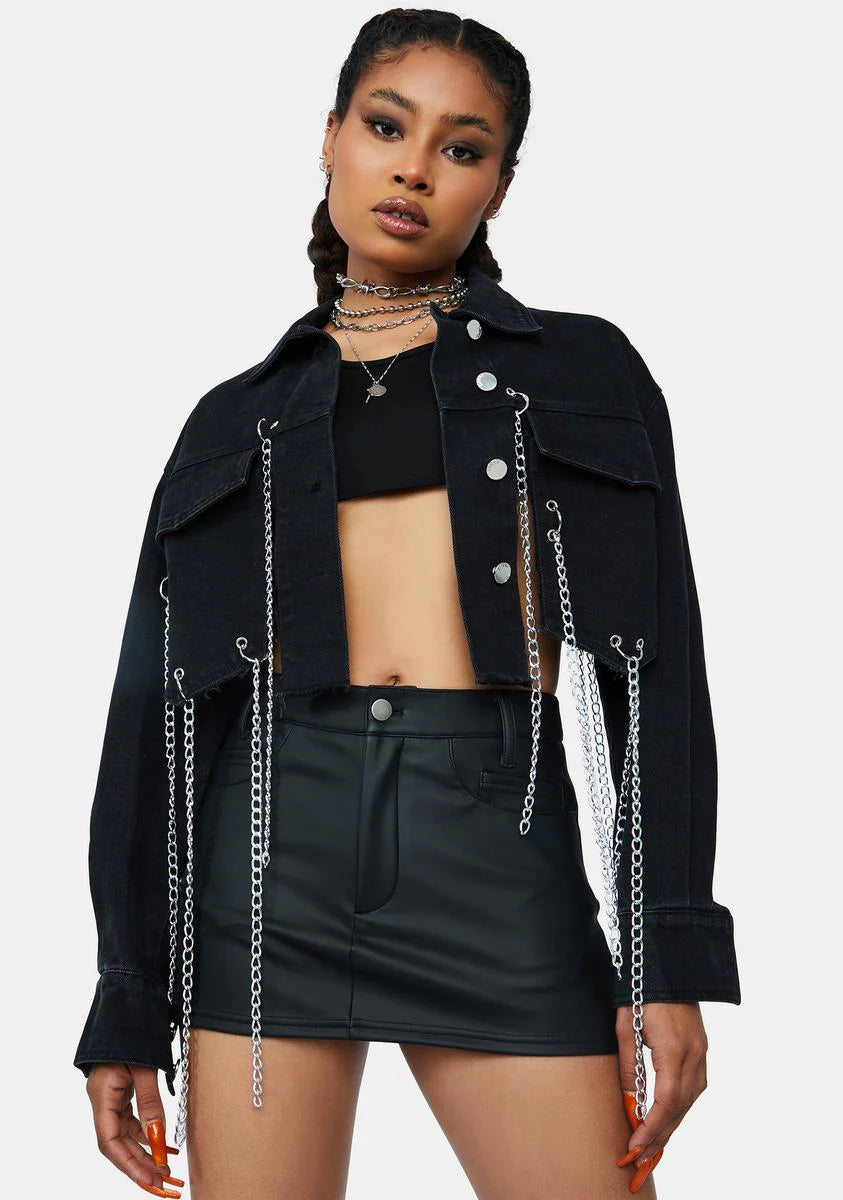 Night U Walk In Chained Denim Jacket