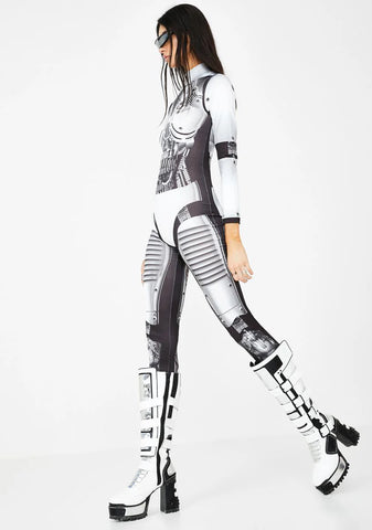 Robot Print Long Sleeve Catsuit